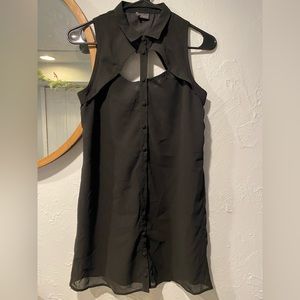 Sparkle & Fade Black Cutout Button Down Dress